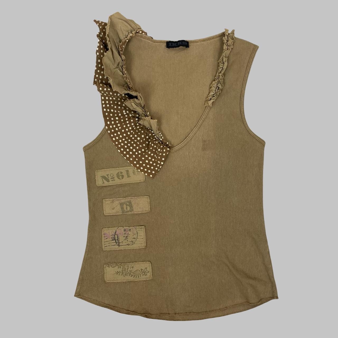 Beige mesh ruffle top IKKS.