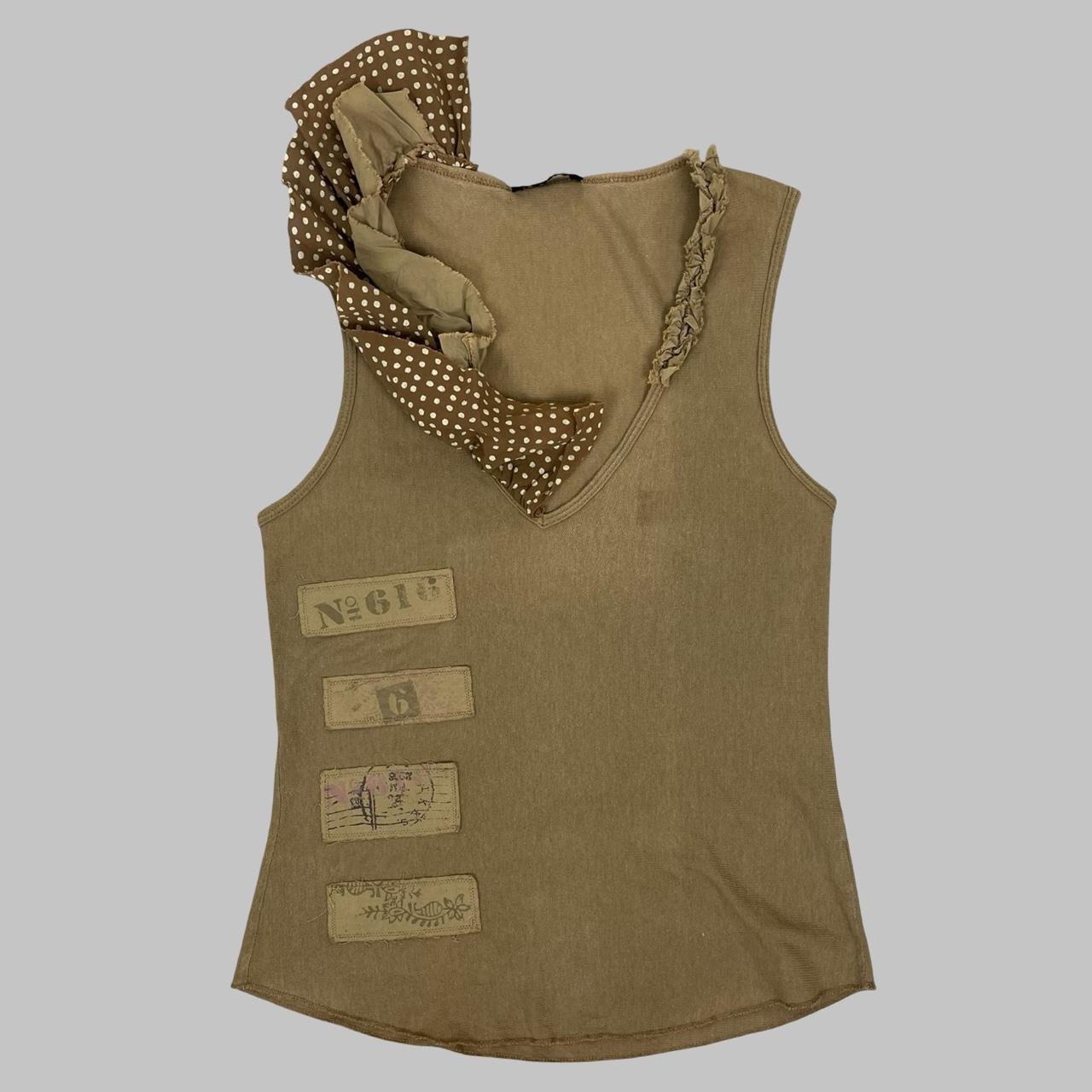 Beige mesh ruffle top IKKS.